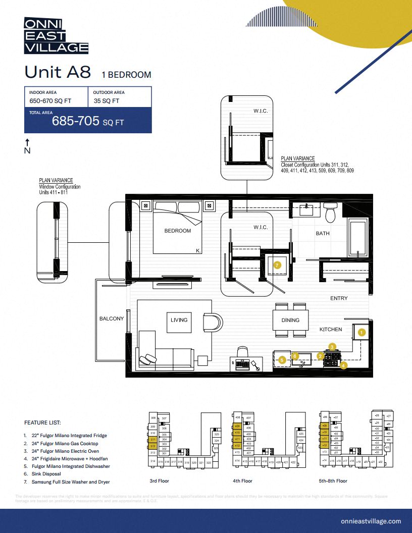 Floor plan for 1 bed, 1 bath, 650 sqft